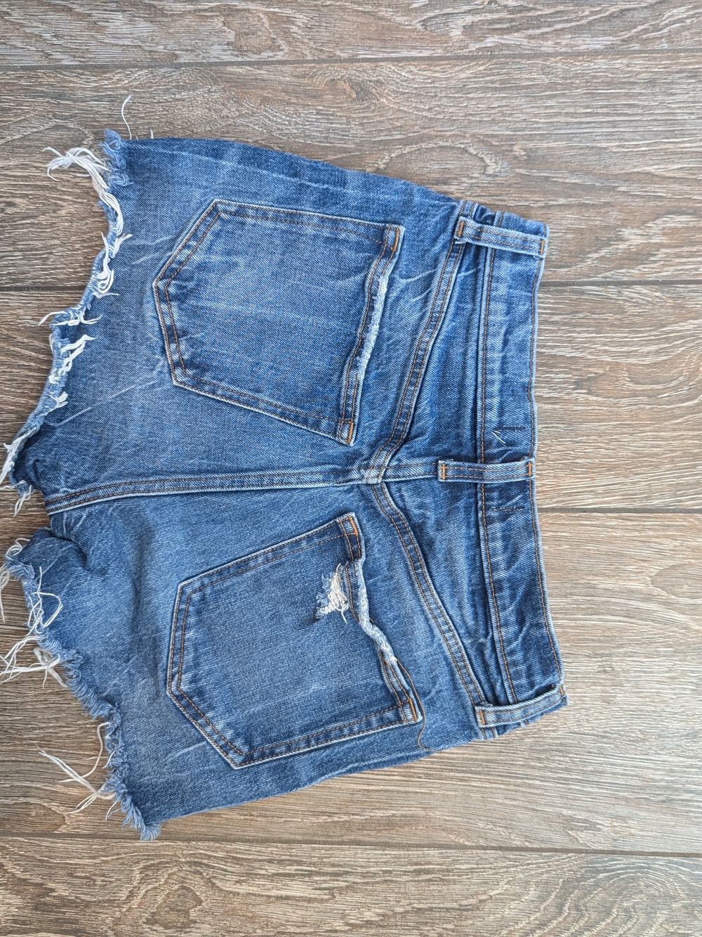 Abercrombie & Fitch High Rise Denim Shorts Mom Size 2 Or 0 Button Fly Rigid - Picture 3 of 6